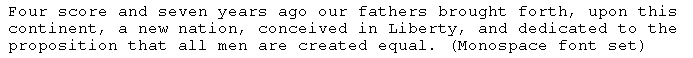 Gettysburg address in monospace
