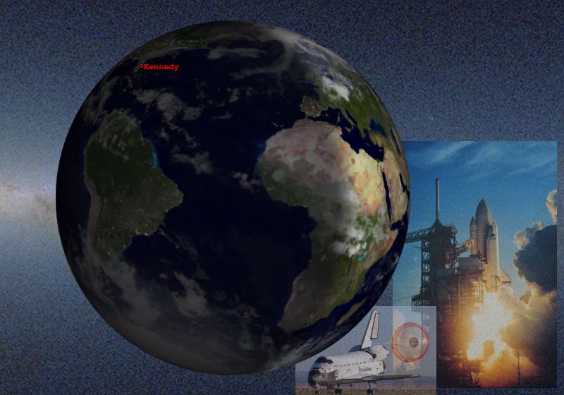 Space Shuttle Launch and Landing, xPlanet showing Kennedy